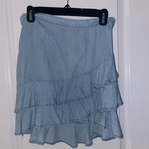 Blue ruffle mini skirt